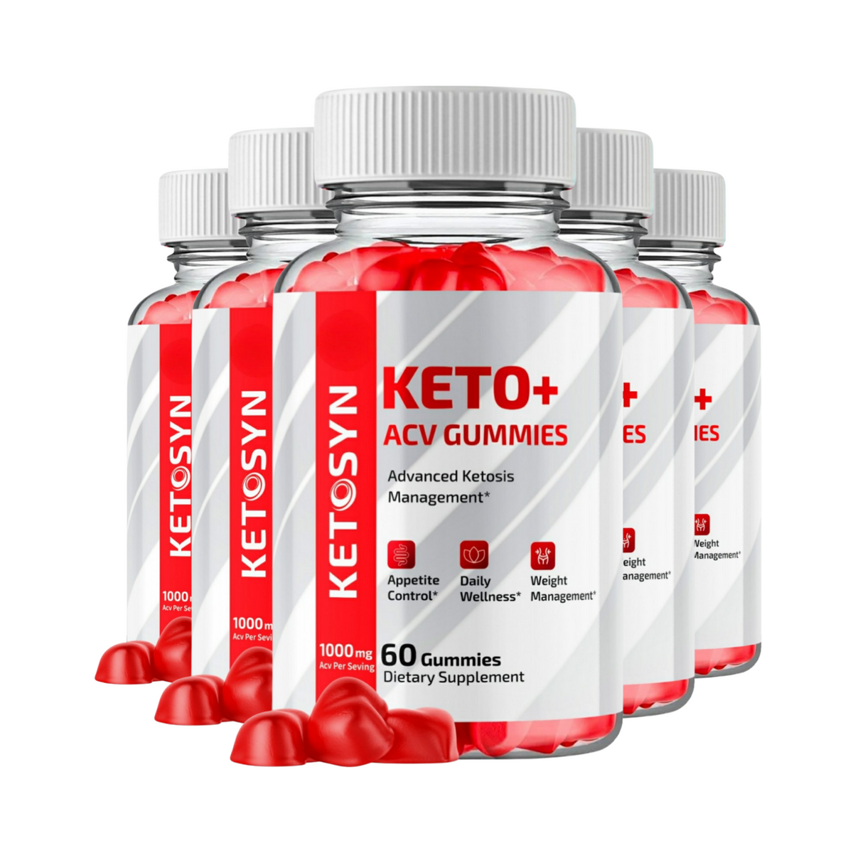 5-Pack Ketosyn Keto ACV Gummies, Ketosyn Gummies Weight Loss - 300 Gummies