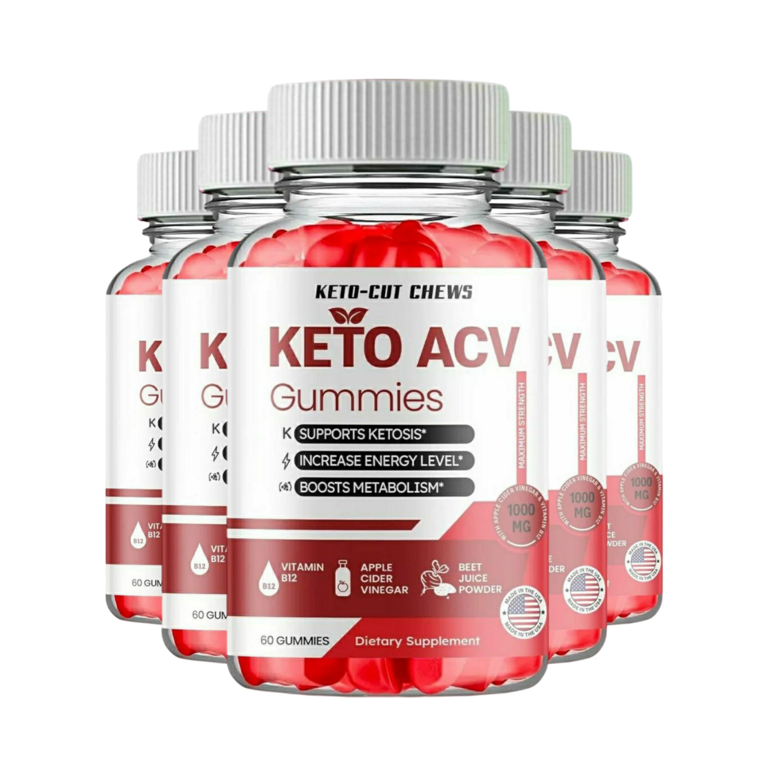 5-Pack Keto Cut Chews Gummies, Keto-Cut Chews Keto ACV  Gummies - 300 Gummies