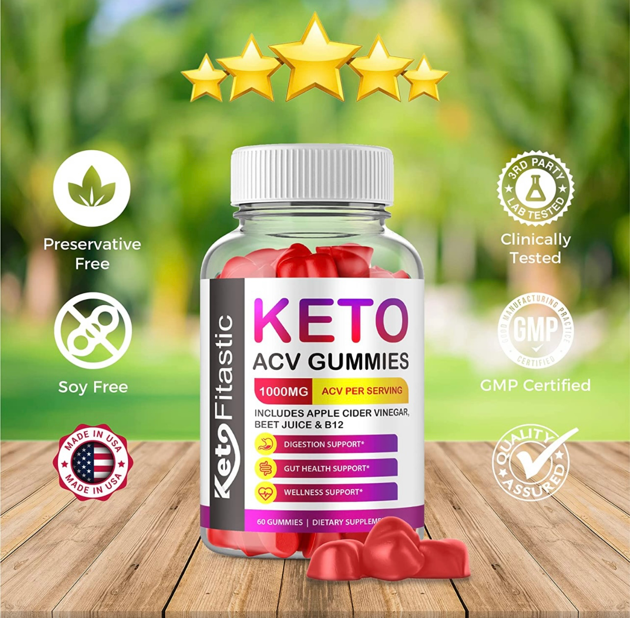 3-Pack Keto Fitastic Gummies - Keto Fitastic Keto ACV Gummies - 180 Gummies