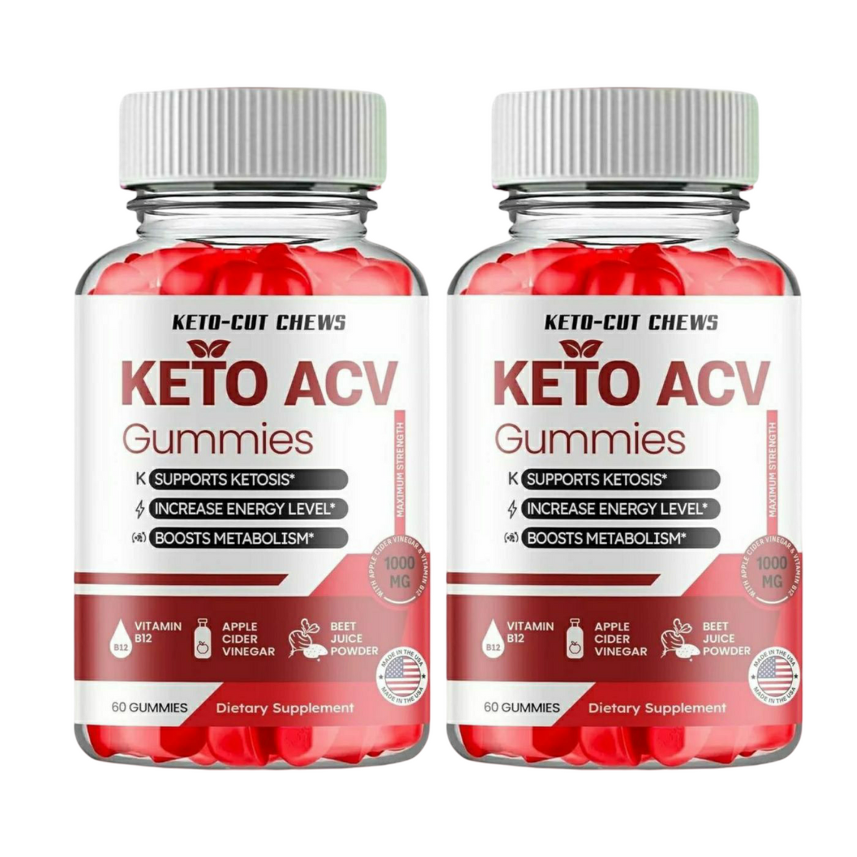 2-Pack Keto Cut Chews Gummies, Keto-Cut Chews Keto ACV  Gummies - 120 Gummies