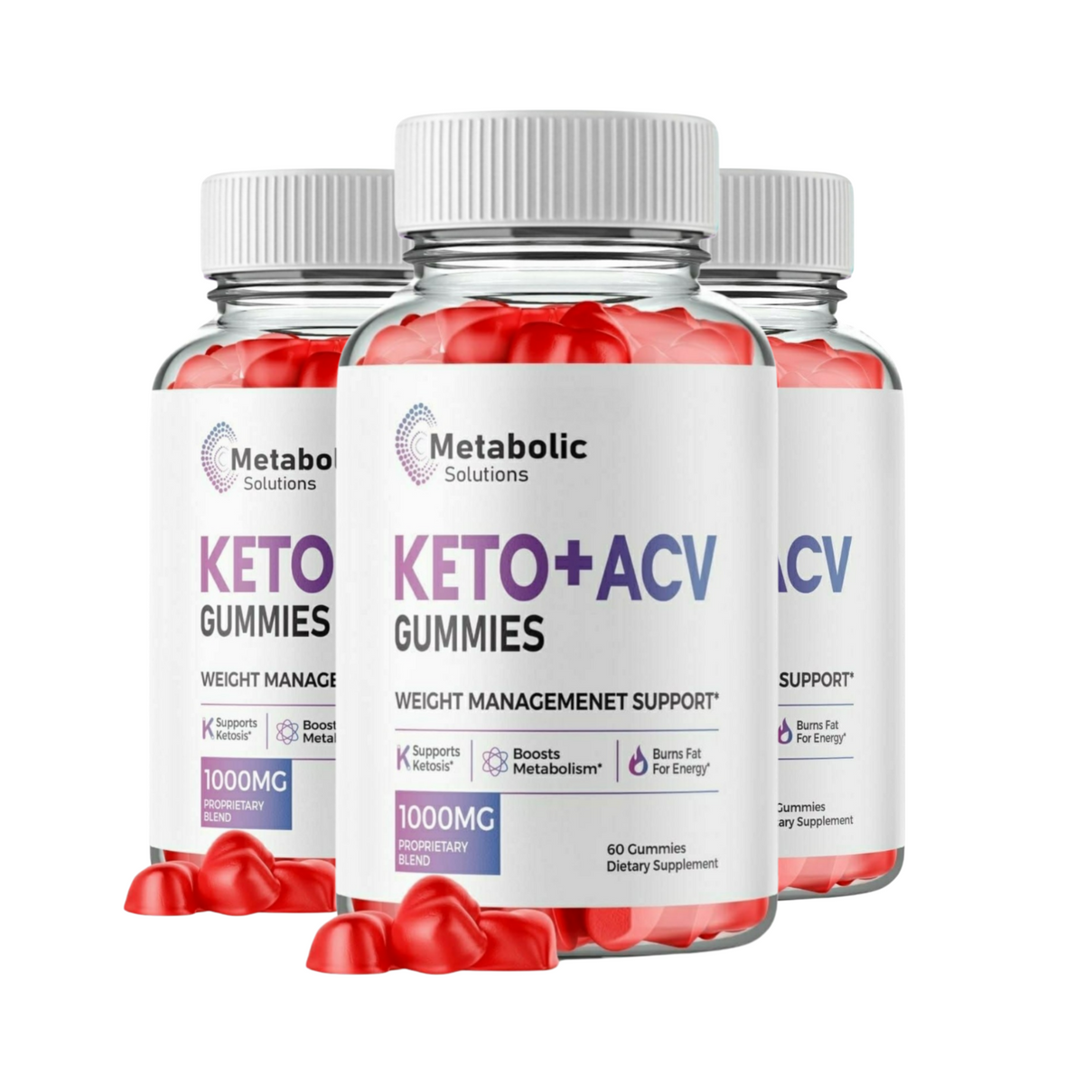 3-Pack Metabolic Solutions Keto ACV Gummies For Weight Loss - 180 Gummies