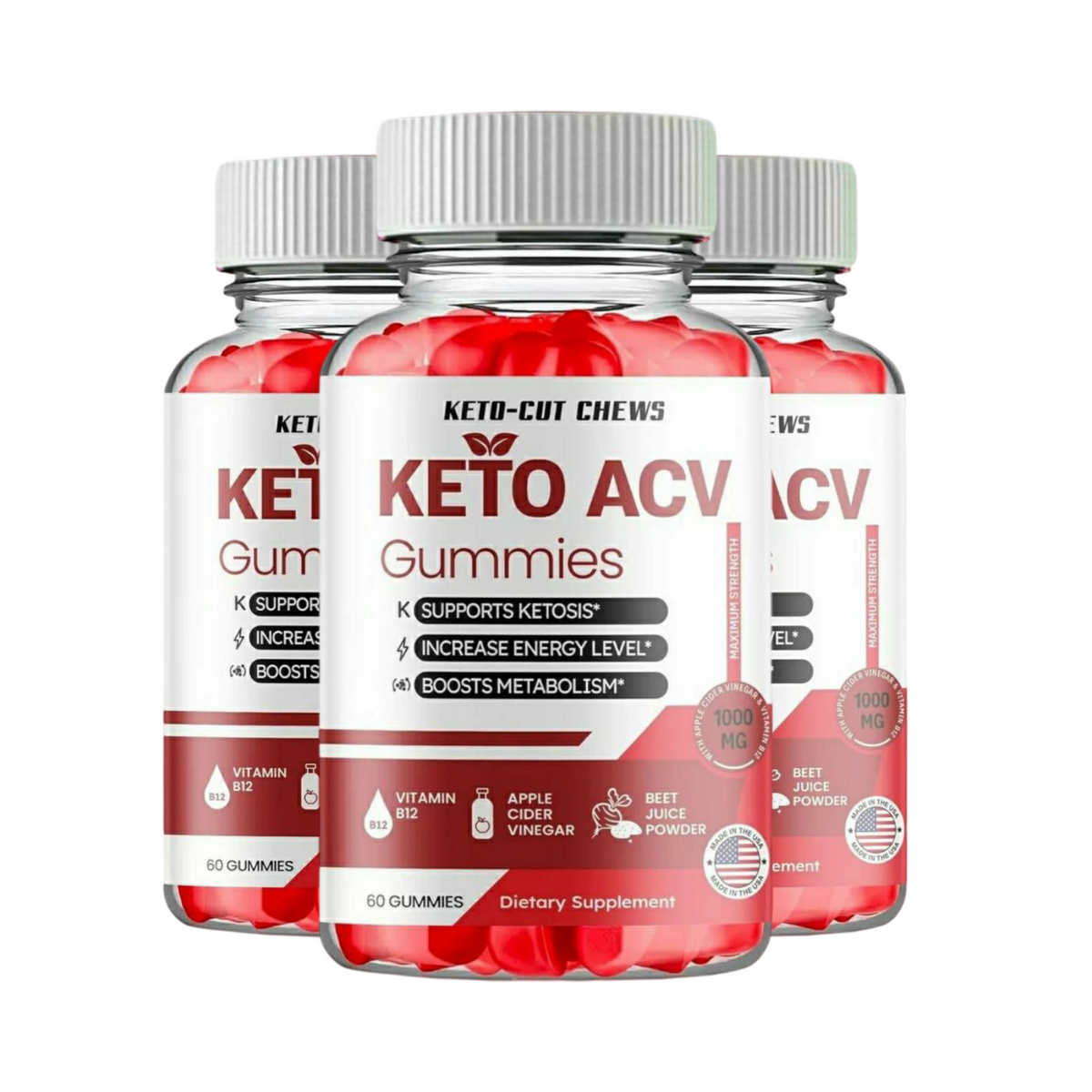 3-Pack Keto Cut Chews Gummies, Keto-Cut Chews Keto ACV  Gummies - 180 Gummies