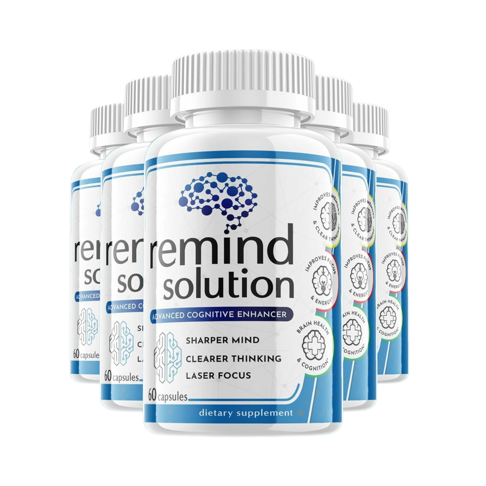 5-Pack Remind Solution - Advanced Cognitive Memory Support - 300 Capsules