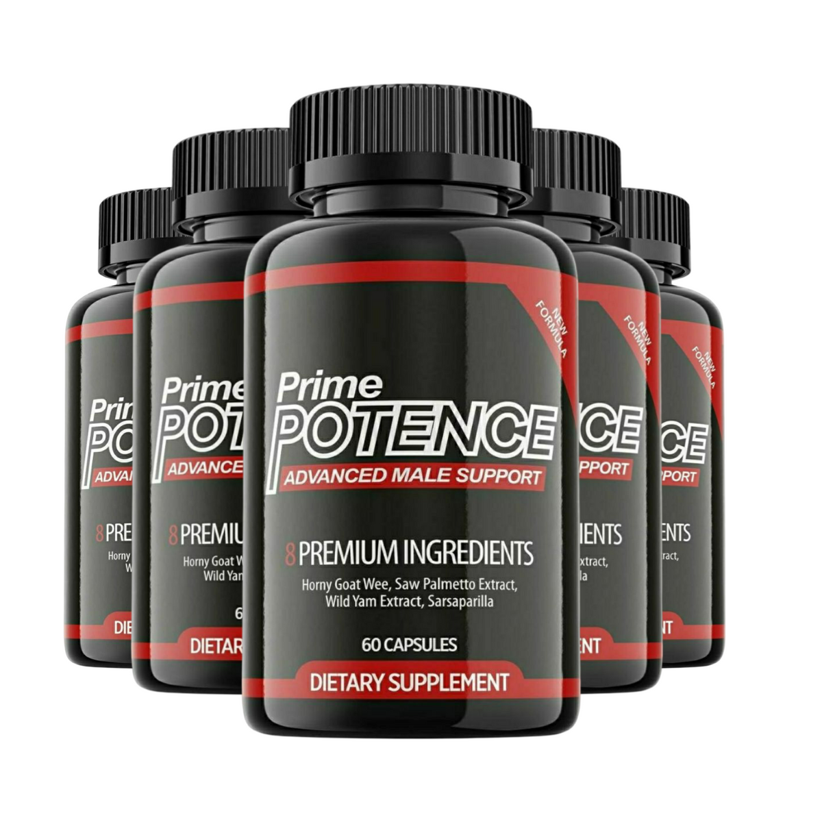 5-Pack Prime Potence Capsules, Prime Potence Advanced Male Support -300 Capsules