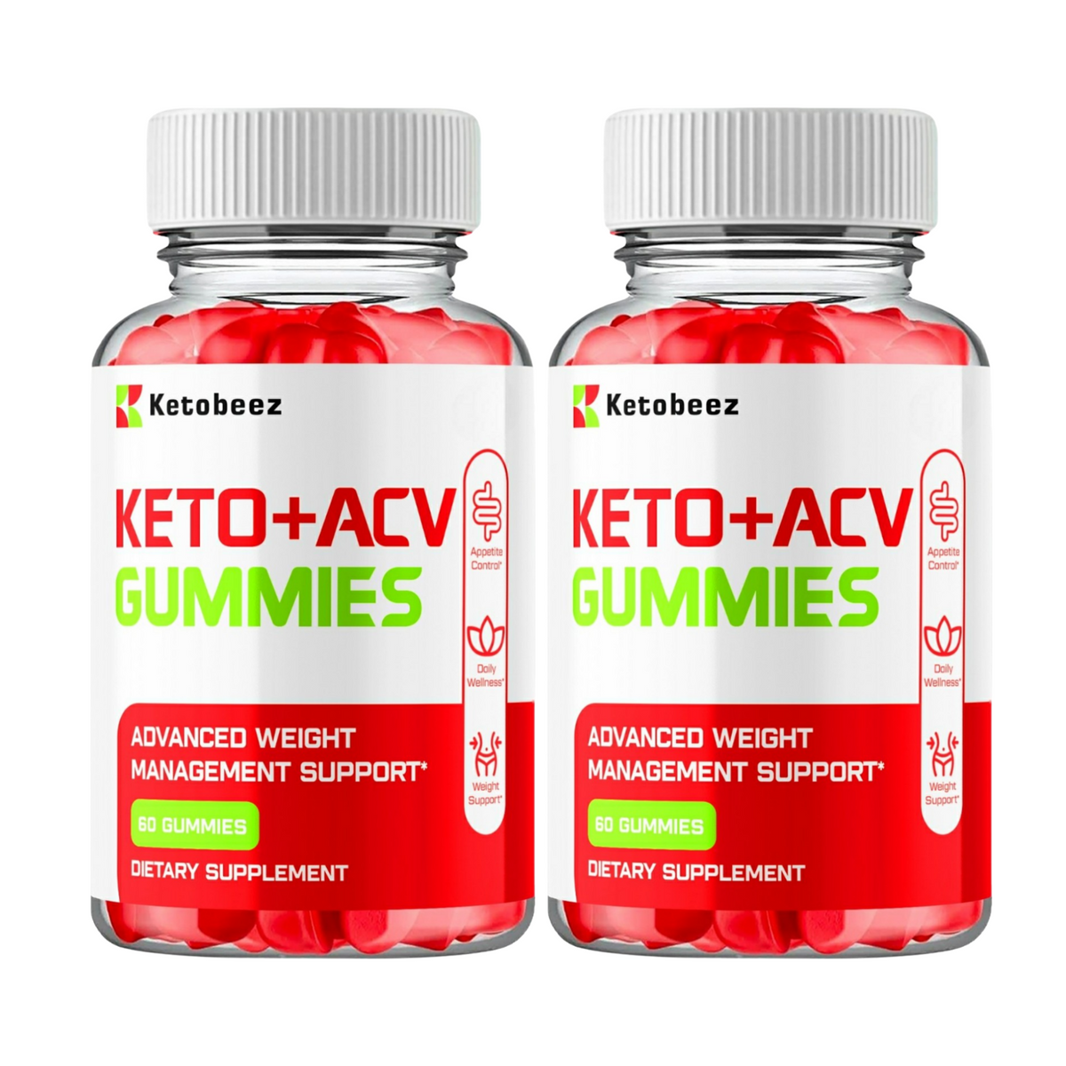 2-Pack Ketobeez ACV Gummies, Ketobeez Keto Gummies For Weight Loss - 120 Gummies