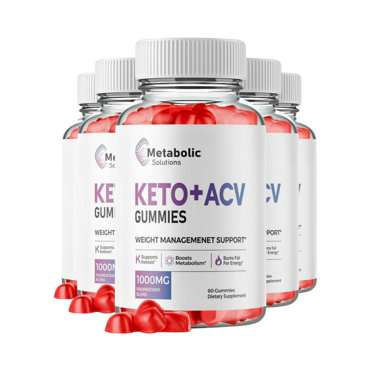 5-Pack Metabolic Solutions Keto ACV Gummies For Weight Loss - 300 Gummies