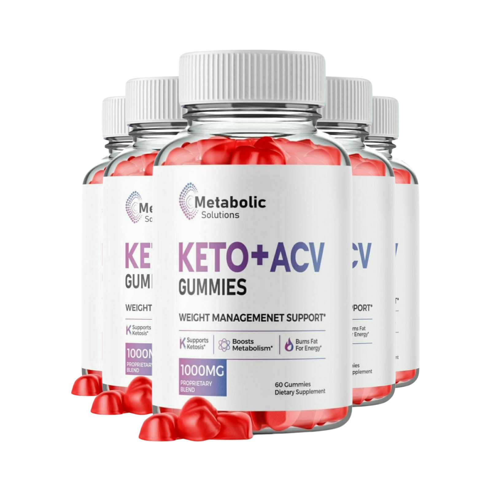 5-Pack Metabolic Solutions Keto ACV Gummies For Weight Loss - 300 Gummies