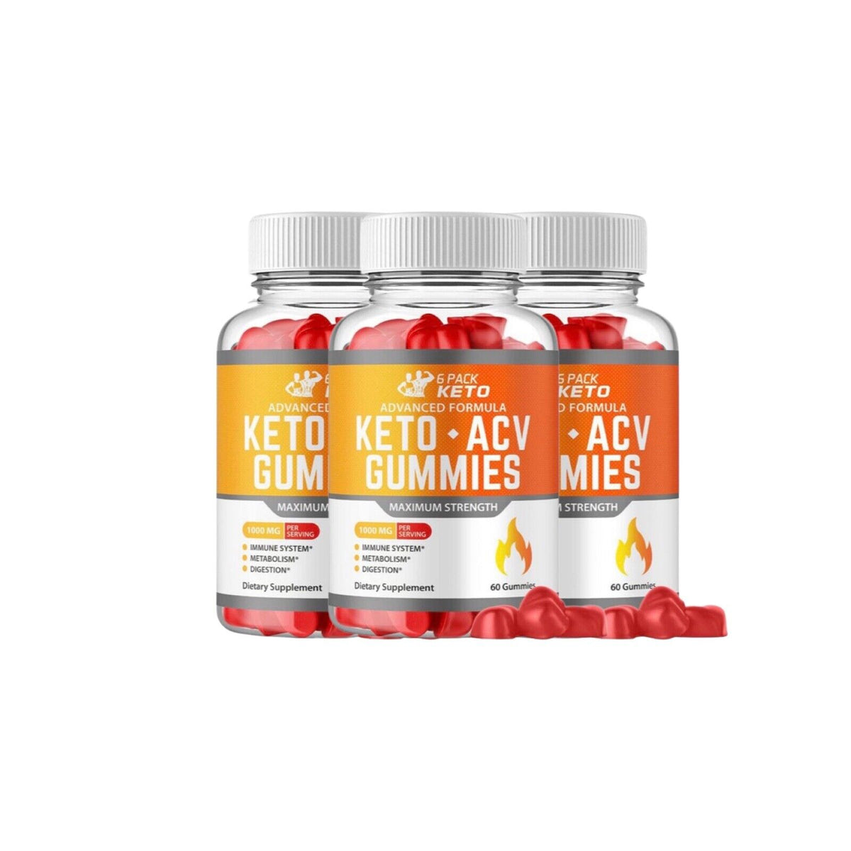 3-Pack- 6 Pack Keto Gummies, 6Pack Keto ACV Gummies Six Pack Gummies-180 Gummies