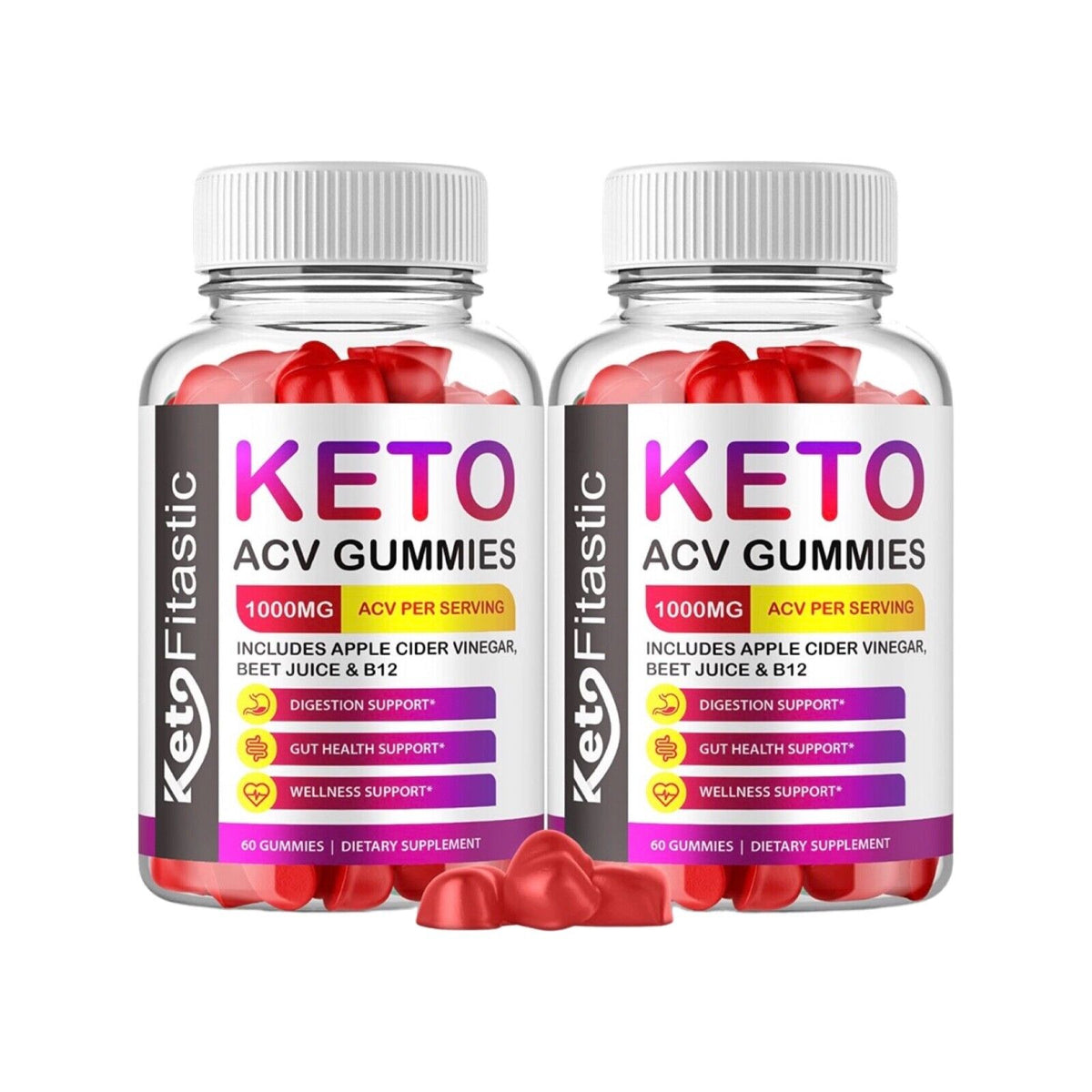 2-Pack Keto Fitastic Gummies - Keto Fitastic Keto ACV Gummies - 120 Gummies