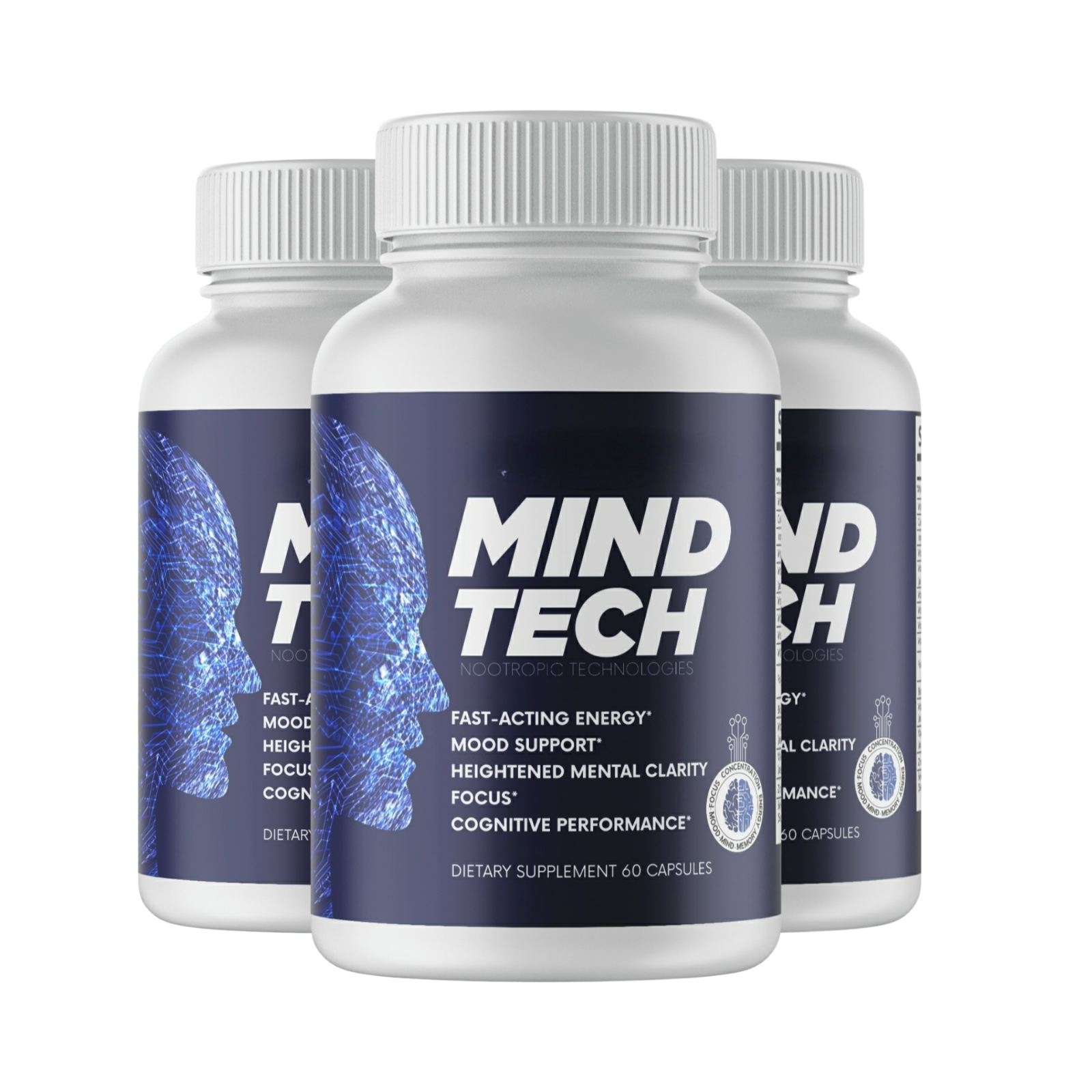 3-Pack Mind Tech Supplement Official Brain Booster Support - 180 Capsules