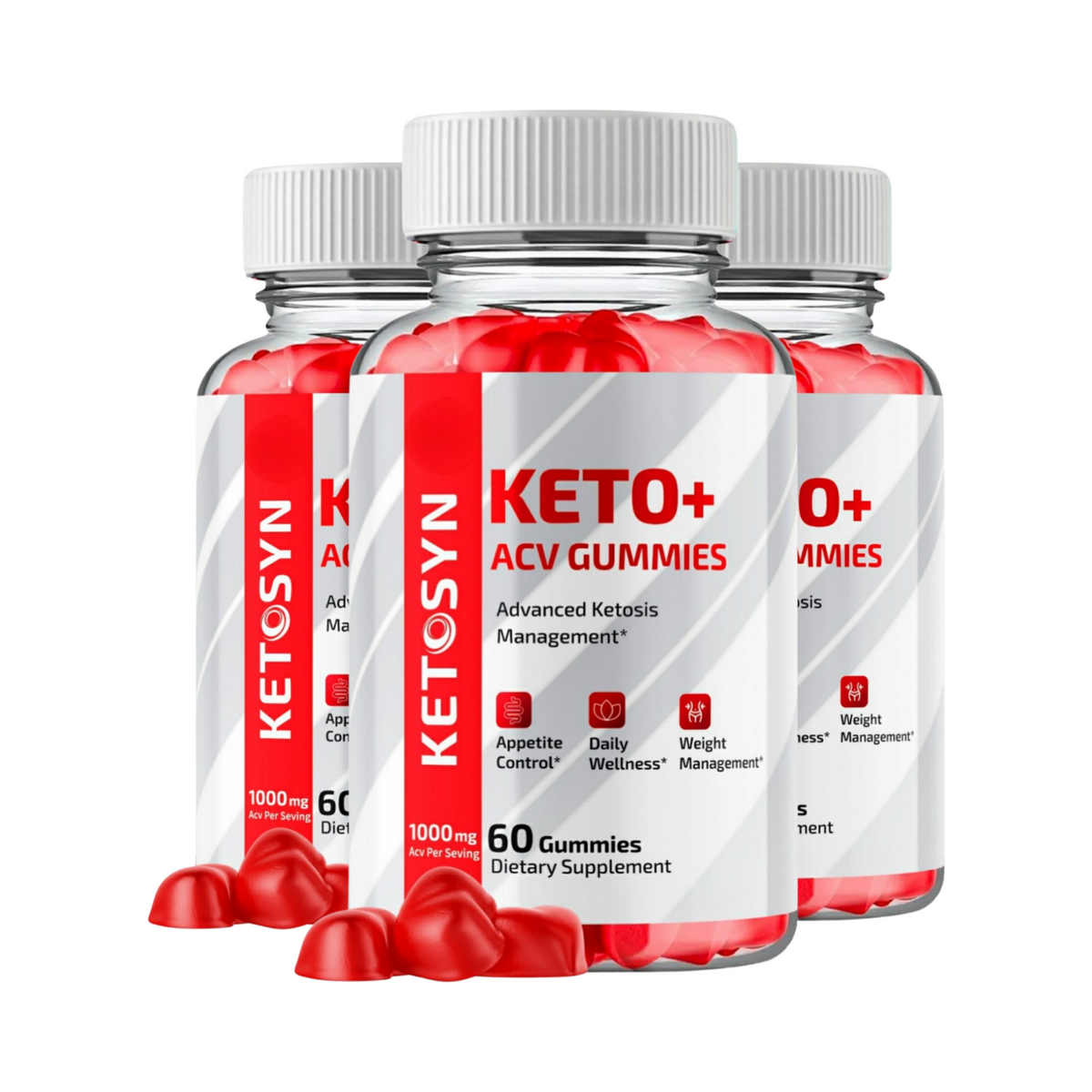 3-Pack Ketosyn Keto ACV Gummies, Ketosyn Gummies Weight Loss - 180 Gummies