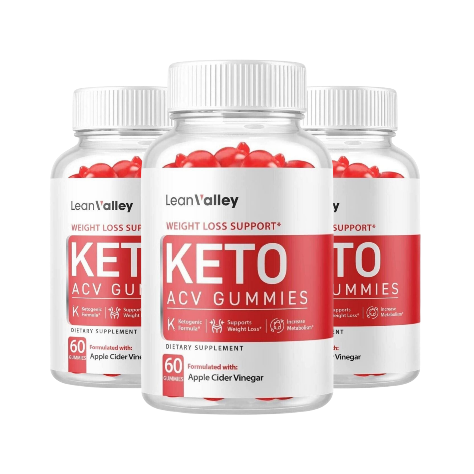 3-Pack Lean Valley Keto ACV Gummies, Weight Loss, Vegan, Fat Burner-180 Gummies