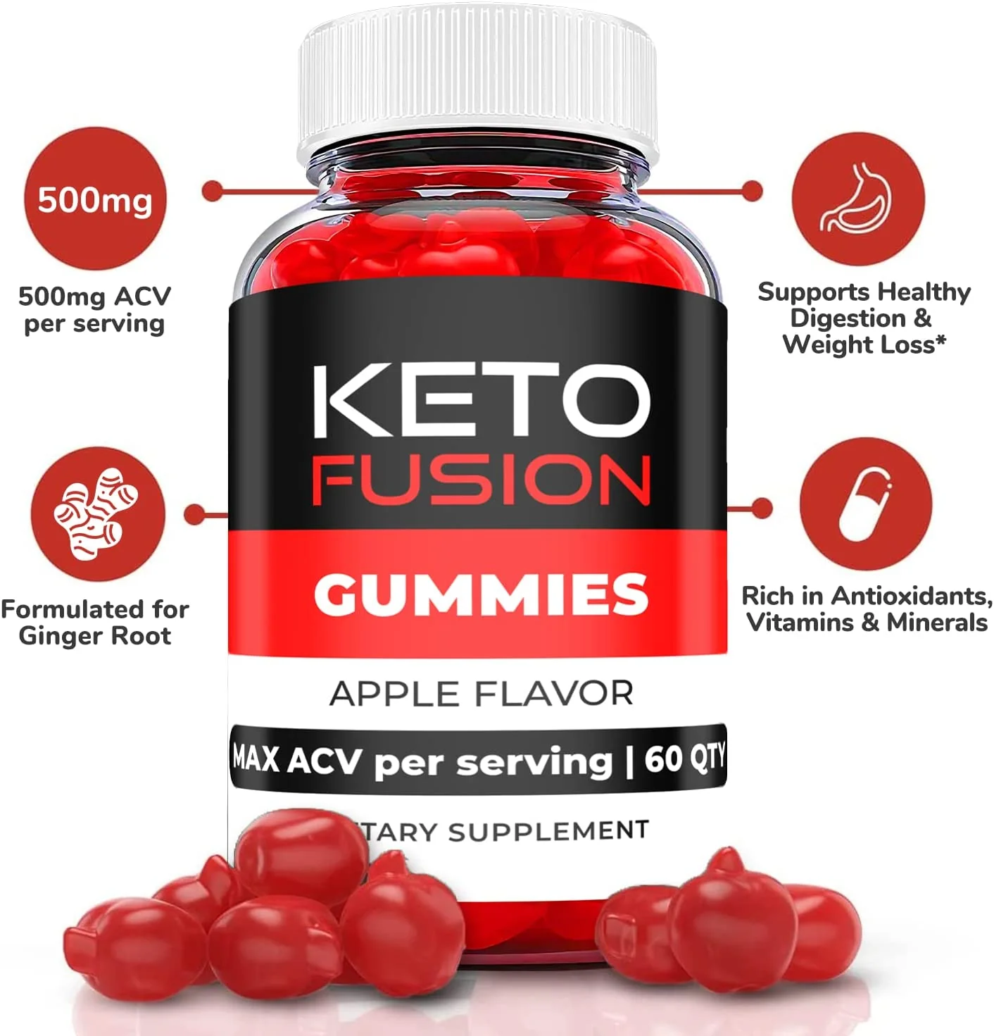 3-Pack Keto Fusion Gummies, Weight Loss, Fuzion Keto ACV Gummies (180 Gummies)