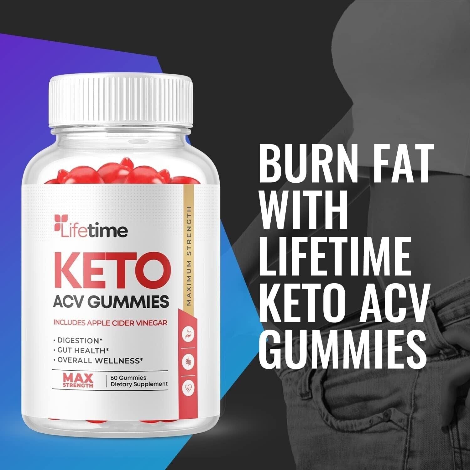 3 Pack- Lifetime Keto ACV Gummies, Vegan, Weight Loss Supplement - 180 Gummies