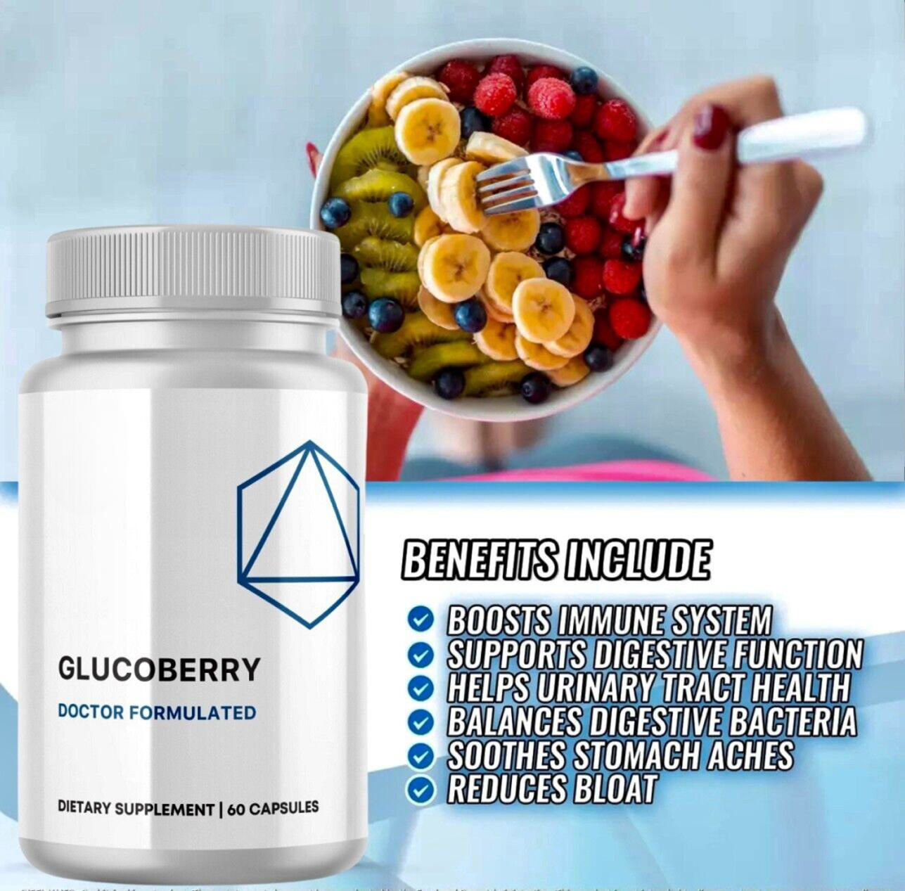 3-Pack Glucoberry Dietary Supplement, Supports Gut Health,Digestion-180 Capsules