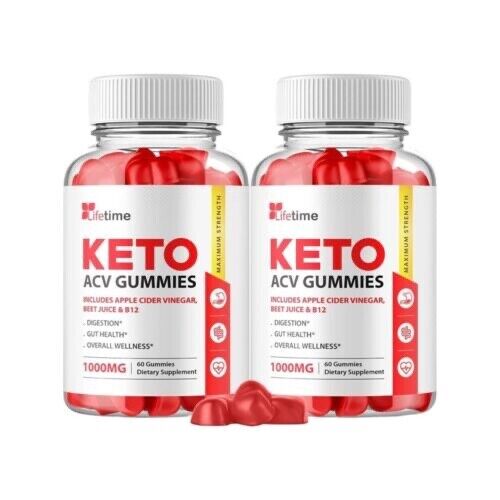 2 Pack- Lifetime Keto ACV Gummies, Vegan, Weight Loss Supplement - 120 Gummies