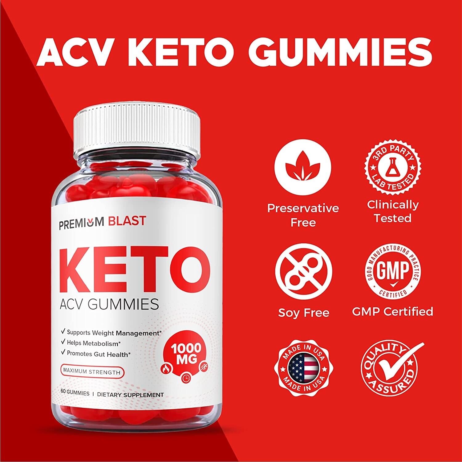 5-Pack Premium Blast Keto ACV Gummies -Vegan, Weight Loss Supplement-300 Gummies