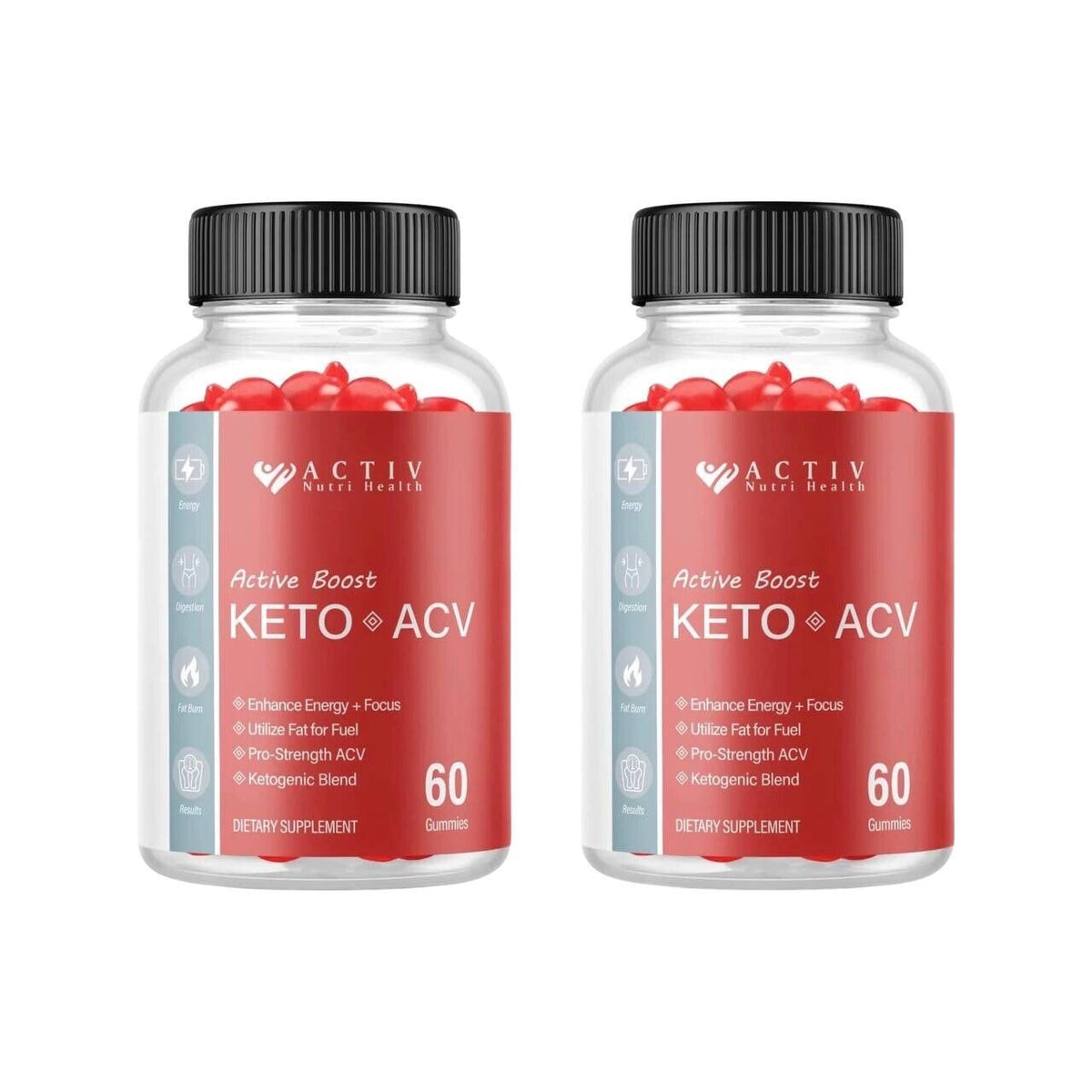 2-Pack Activ Keto ACV Gummies, Active Boost Keto ACV Supplement (120 Gummies)