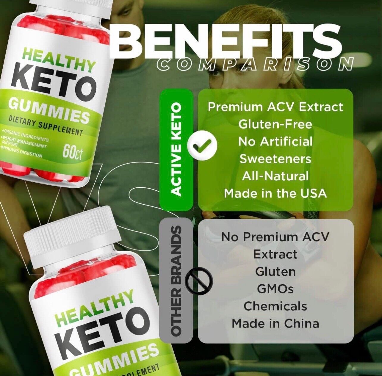 5-Pack Healthy Keto ACV Gummies - Vegan, Weight Loss Supplement (300 Gummies)