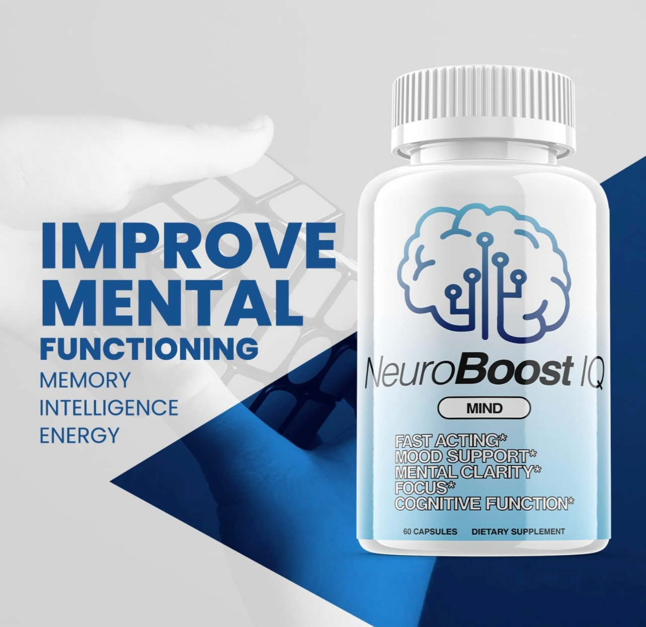 2-Pack NeuroBoost IQ Nootropic Supplement Brain, Mind, Focus-120 Capsules