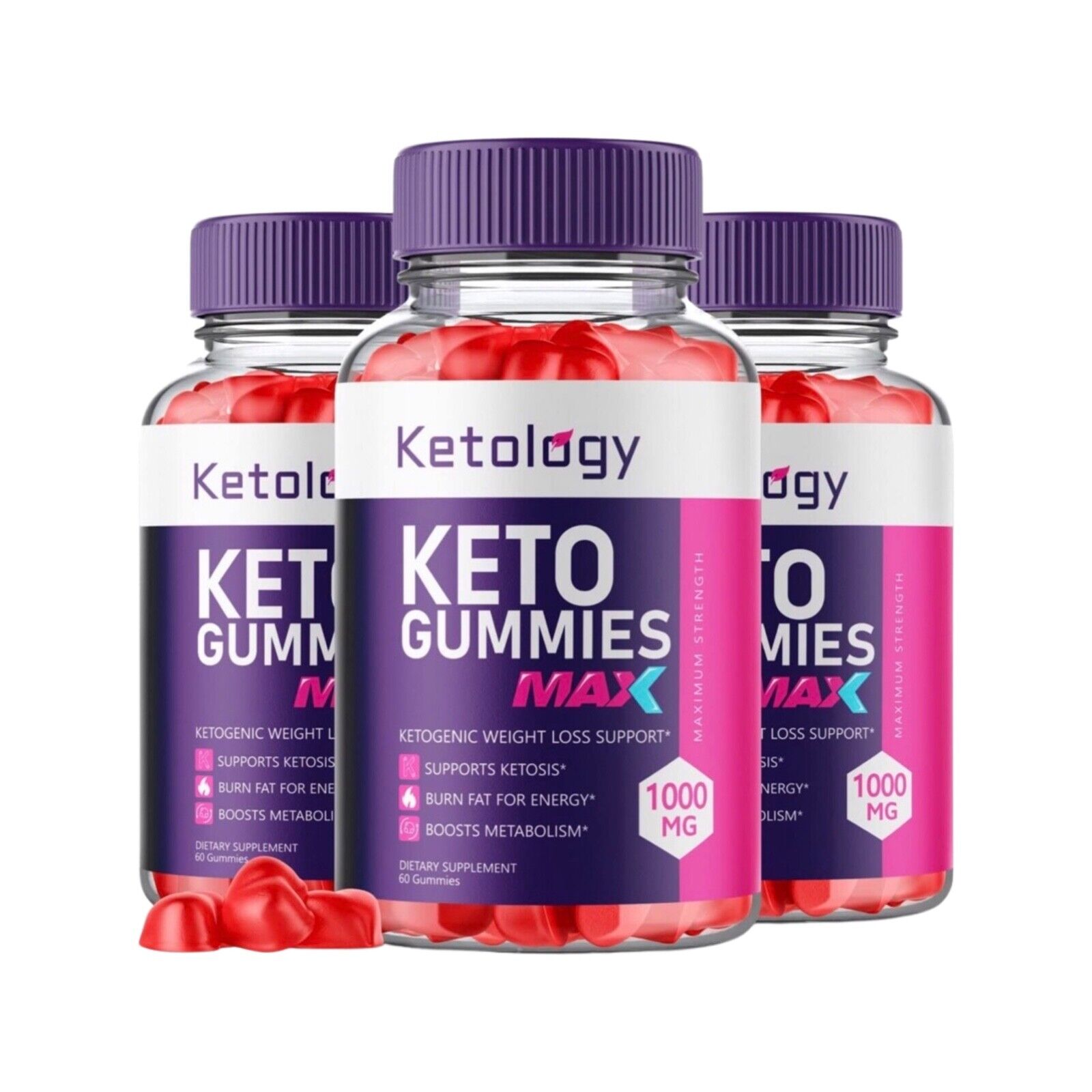 3-Pack Ketology Keto Gummies Max - Advanced Weight Loss, Vegan(180 Gummies)