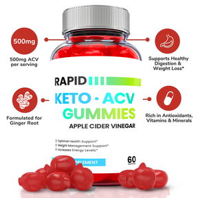 2-Pack Rapid Keto ACV Gummies, Vegan, Fat Burn, Weight Loss Gummies-120 Gummies