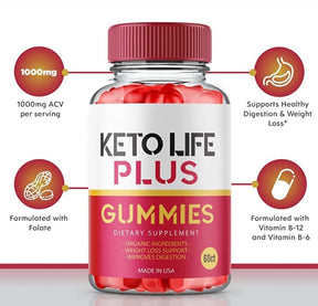 3-Pack Keto Life Plus Gummies, ACV, Vegan, Advanced Weight Loss (180 Gummies)