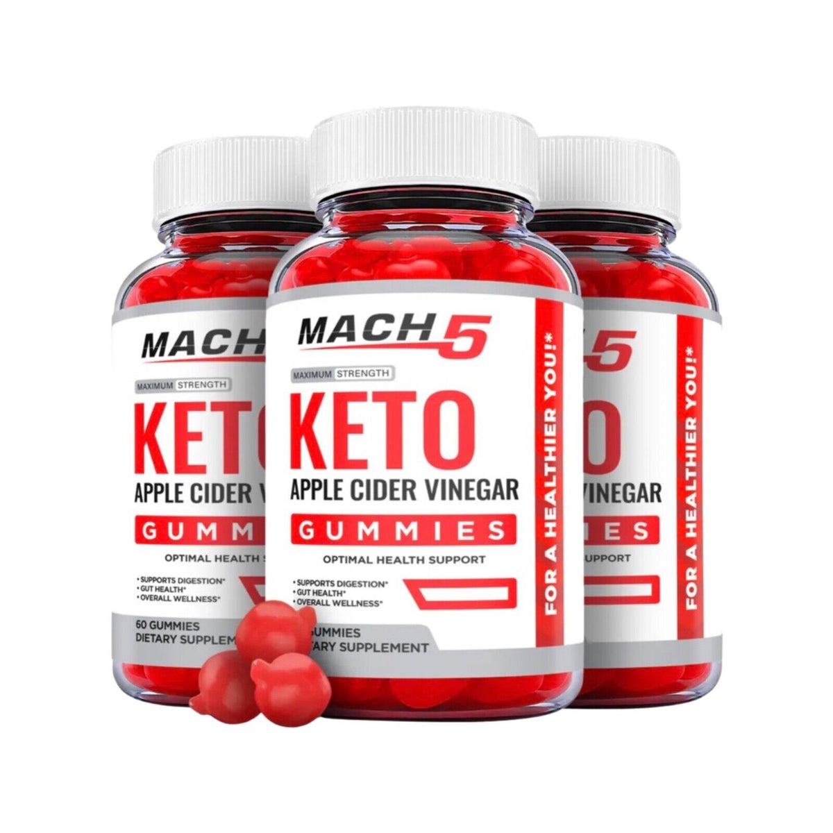 3-Pack Mach 5 Keto ACV Gummies, Mach5, Fat Burn, Weight Loss Gummies-180 Gummies