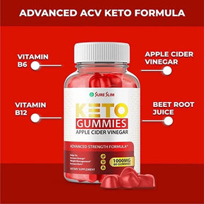 5 Pack-Sure Slim Keto ACV Gummies, Vegan, Weight Loss Supplement - 300 Gummies