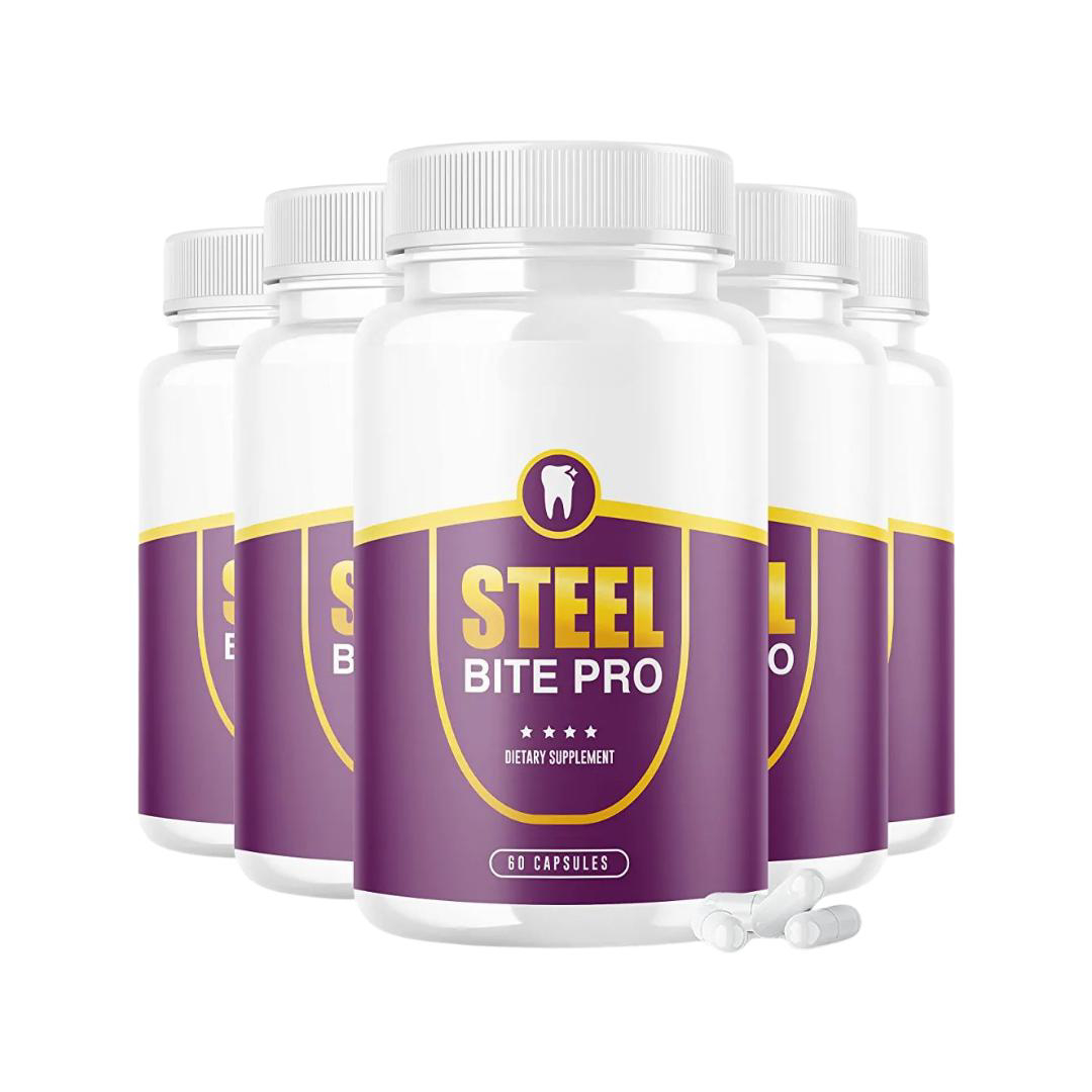 5-Pack Steel Bite Pro Teeth Supplement for Teeth and Gum Repair Dental 300 Caps