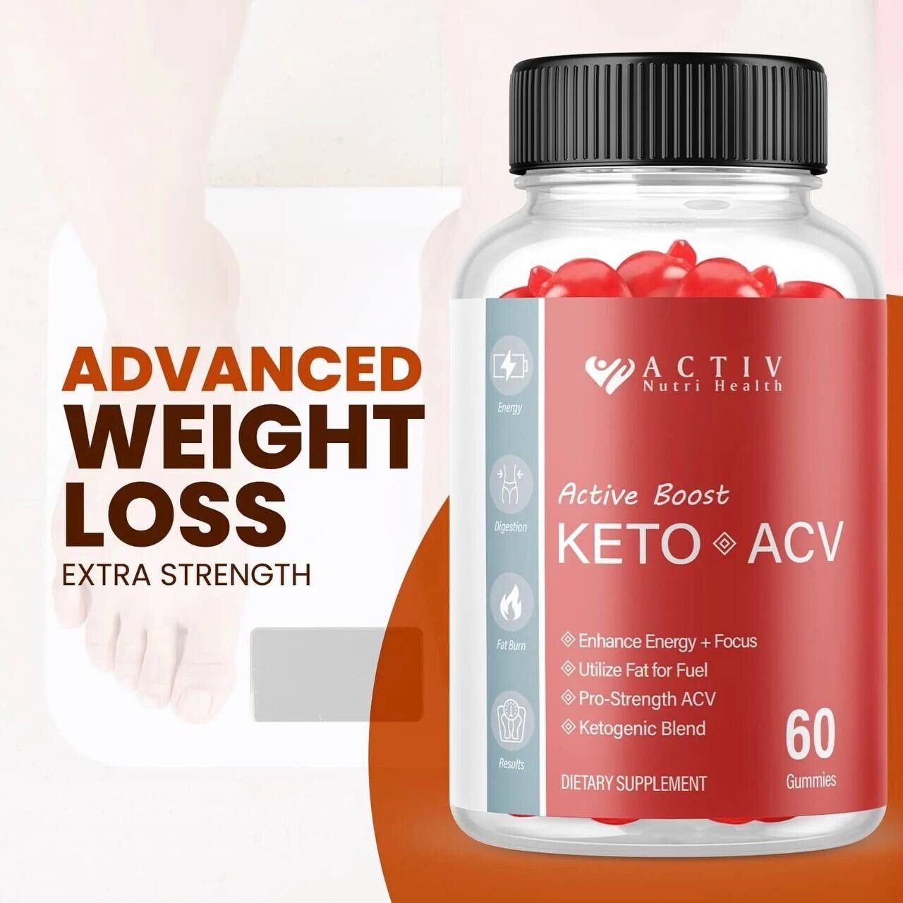 2-Pack Activ Keto ACV Gummies, Active Boost Keto ACV Supplement (120 Gummies)