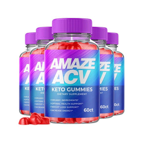 5-Pack Amaze ACV Keto Gummies - Vegan, Weight Loss Supplement - 300 Gummies