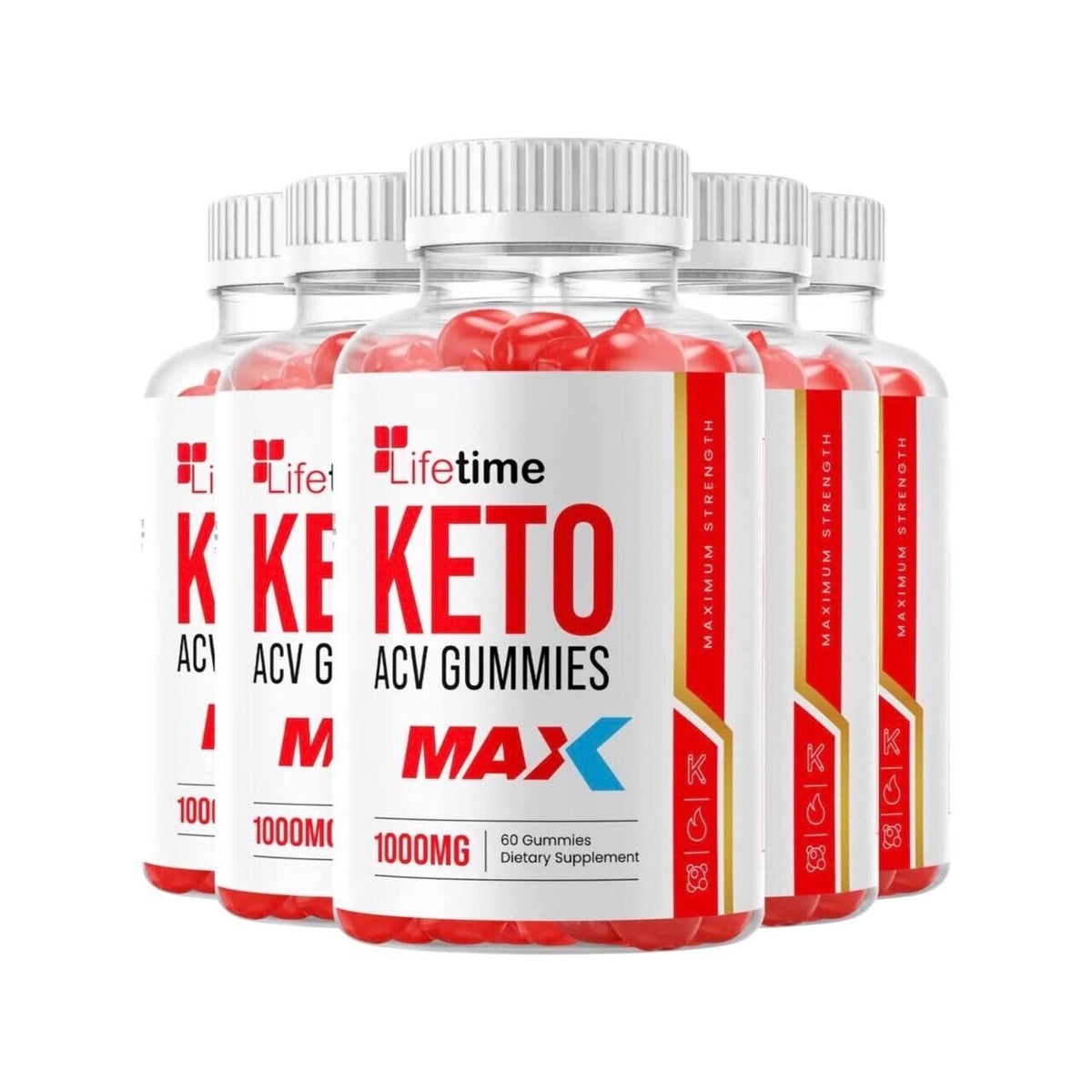 5-Pack Lifetime Keto Max ACV Gummies, Weight Loss Supplement - 300 Gummies