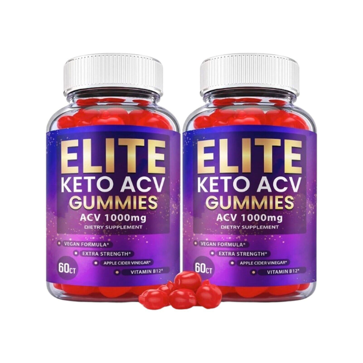 2-Pack Elite Keto ACV Gummies, Vegan, Advanced Weight Loss (120 Gummies)