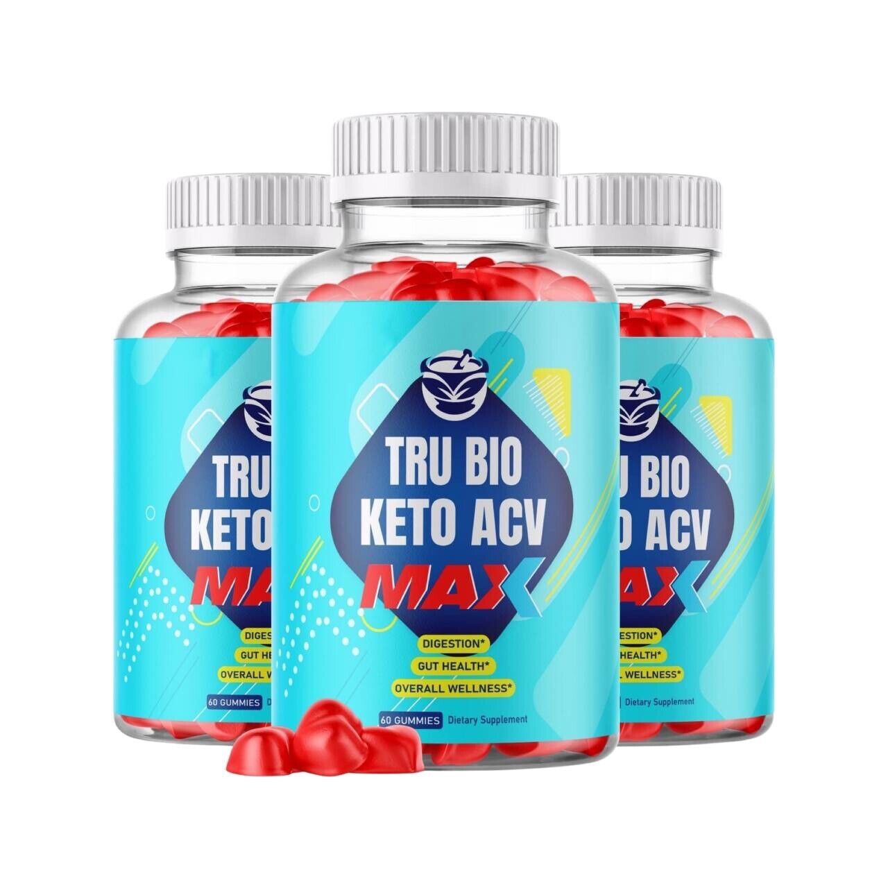 (3 Pack) Tru Bio Max Keto ACV Gummies, Apple Cider Vinegar Gummies (180 Gummies)