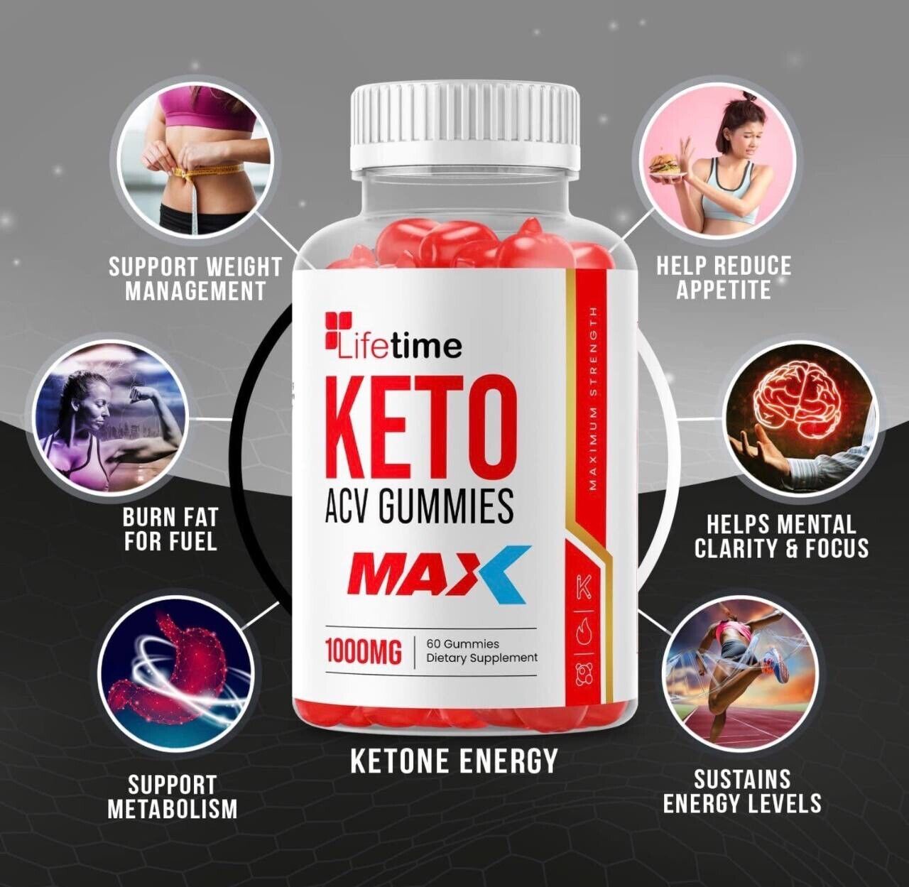 5-Pack Lifetime Keto Max ACV Gummies, Weight Loss Supplement - 300 Gummies