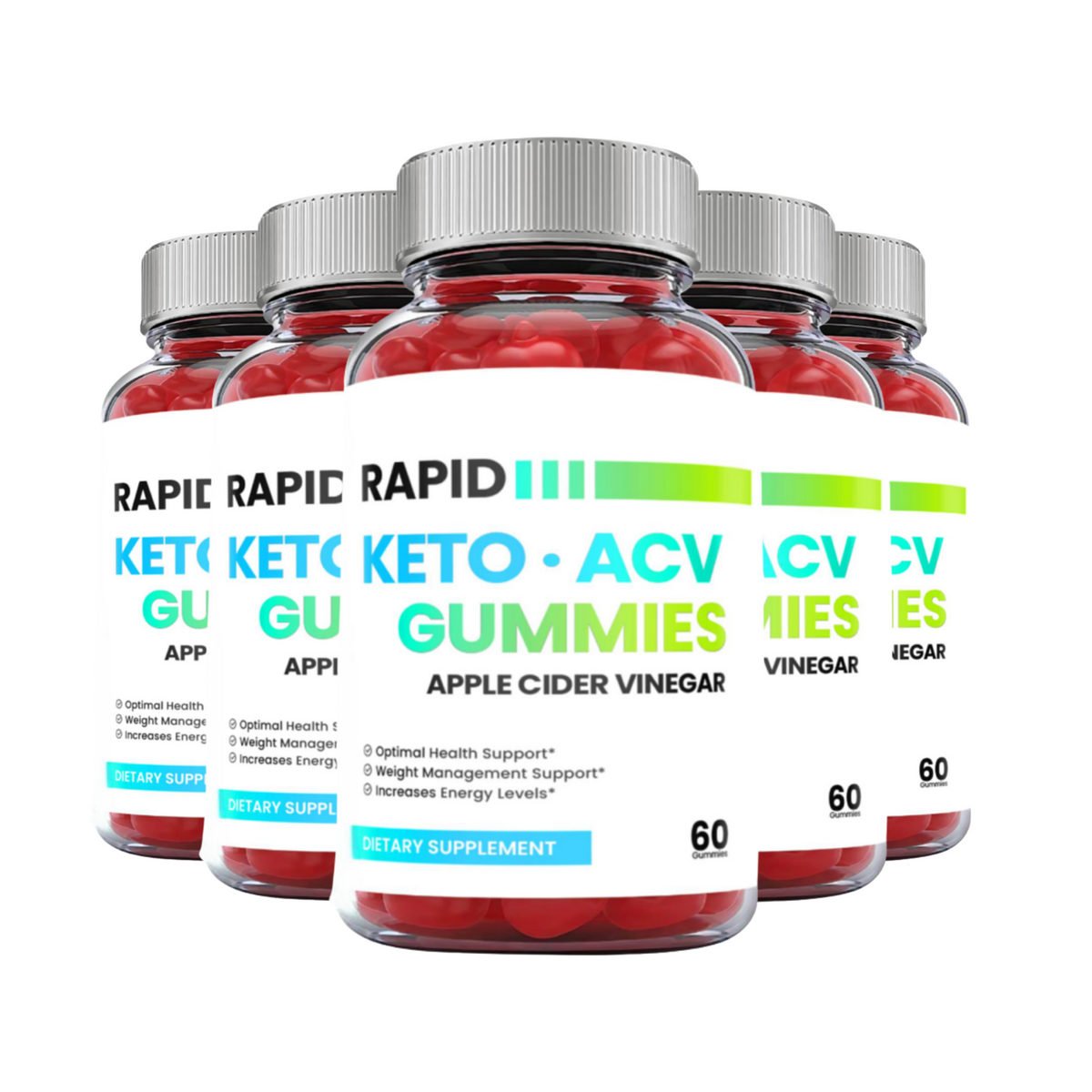 5-Pack Rapid Keto ACV Gummies, Vegan, Fat Burn, Weight Loss Gummies-300 Gummies