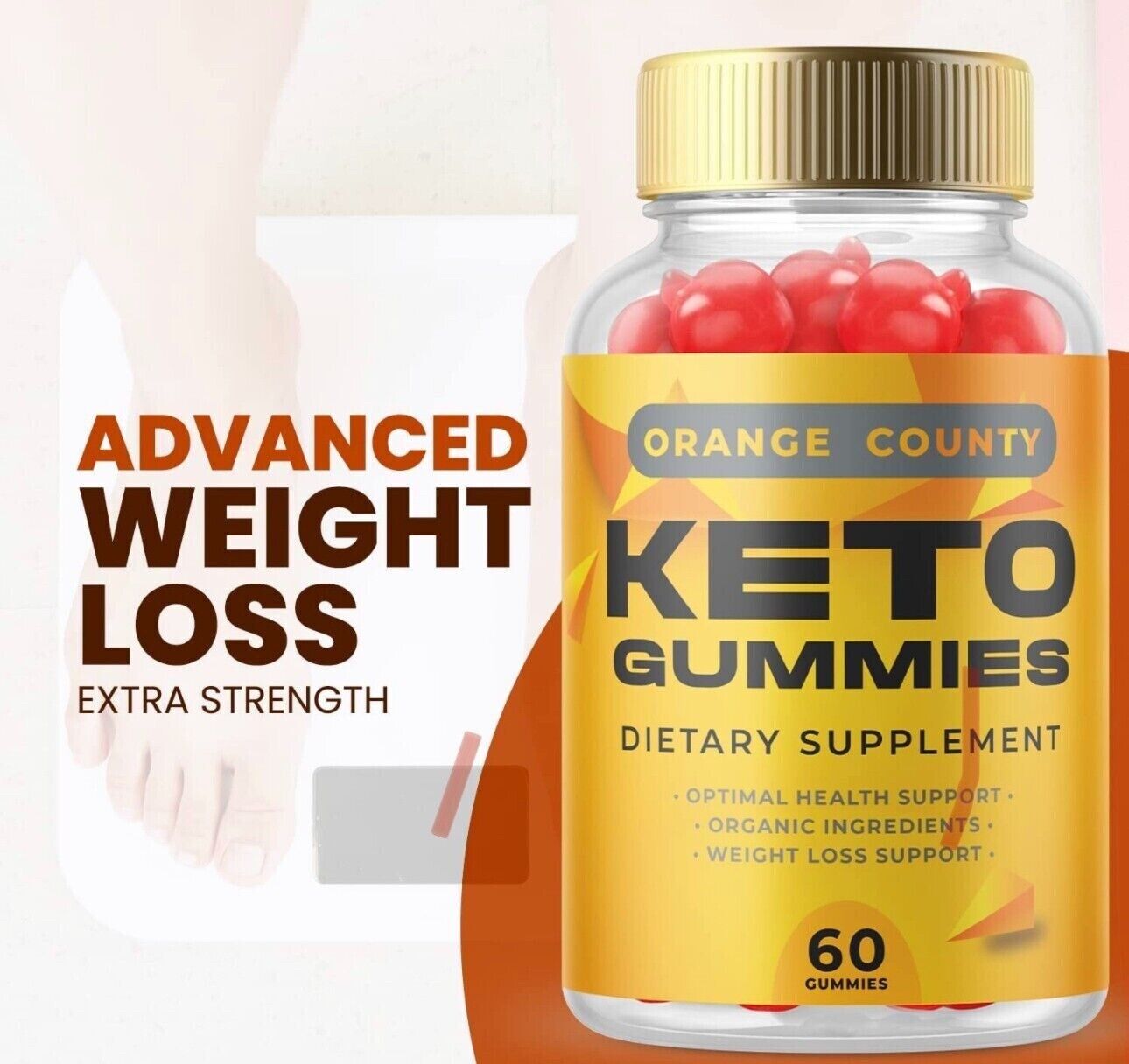 5-Pack Orange County Keto ACV Gummies, Fat Burn, Weight Loss Gummies-300 Gummies