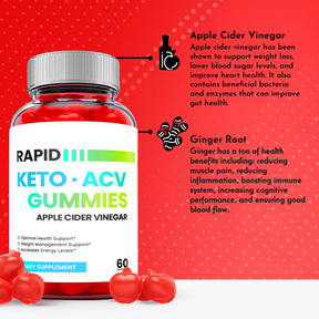 5-Pack Rapid Keto ACV Gummies, Vegan, Fat Burn, Weight Loss Gummies-300 Gummies