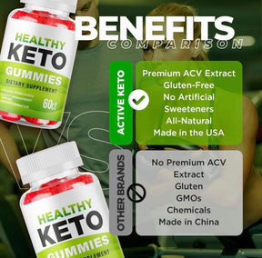 3-Pack Healthy Keto ACV Gummies - Vegan, Weight Loss Supplement (180 Gummies)