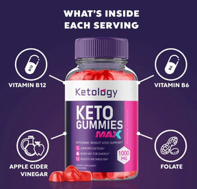 3-Pack Ketology Keto Gummies Max - Advanced Weight Loss, Vegan(180 Gummies)