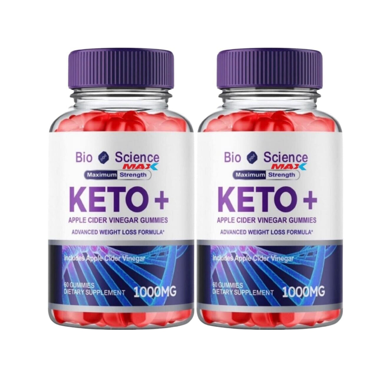 2-Pack Bio Science Keto Max Gummies, Bioscience Max ACV Gummies (120 Gummies)