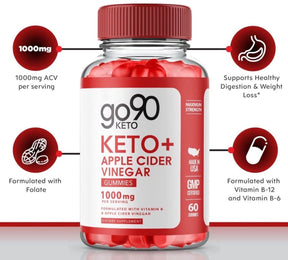 5-Pack Go90 Keto ACV Gummies - Vegan, Weight Loss Supplement - 300 Gummies