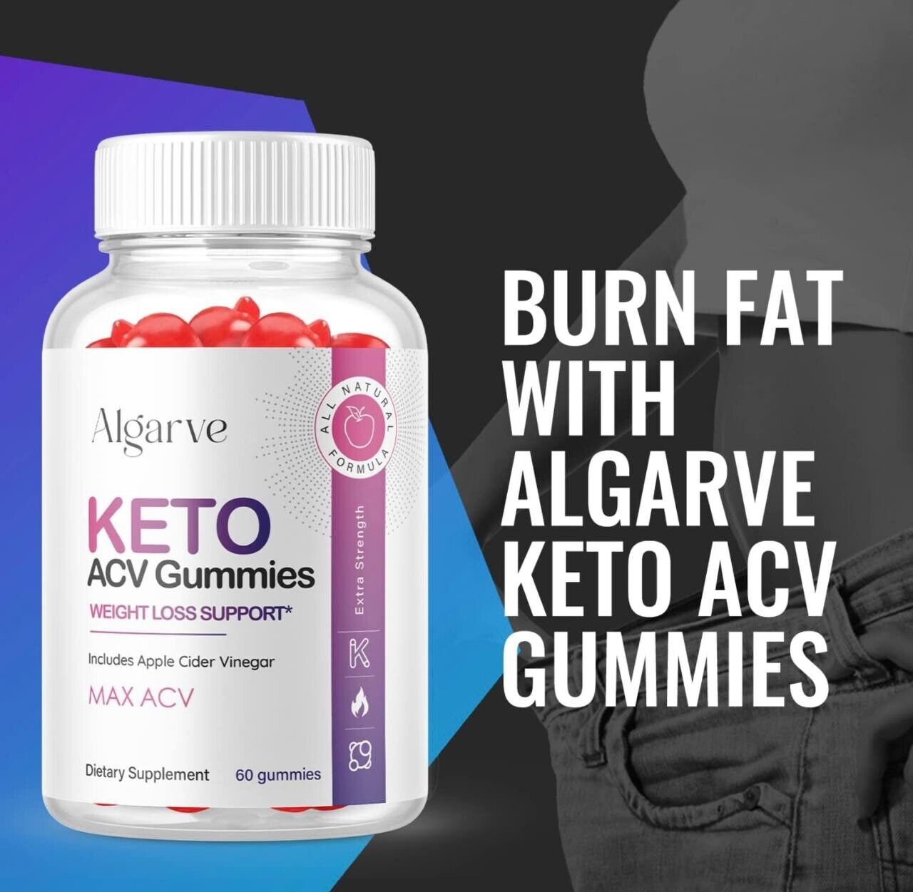 3-Pack Algarve Keto ACV Gummies - Advanced Weight Loss, Vegan (180 Gummies)