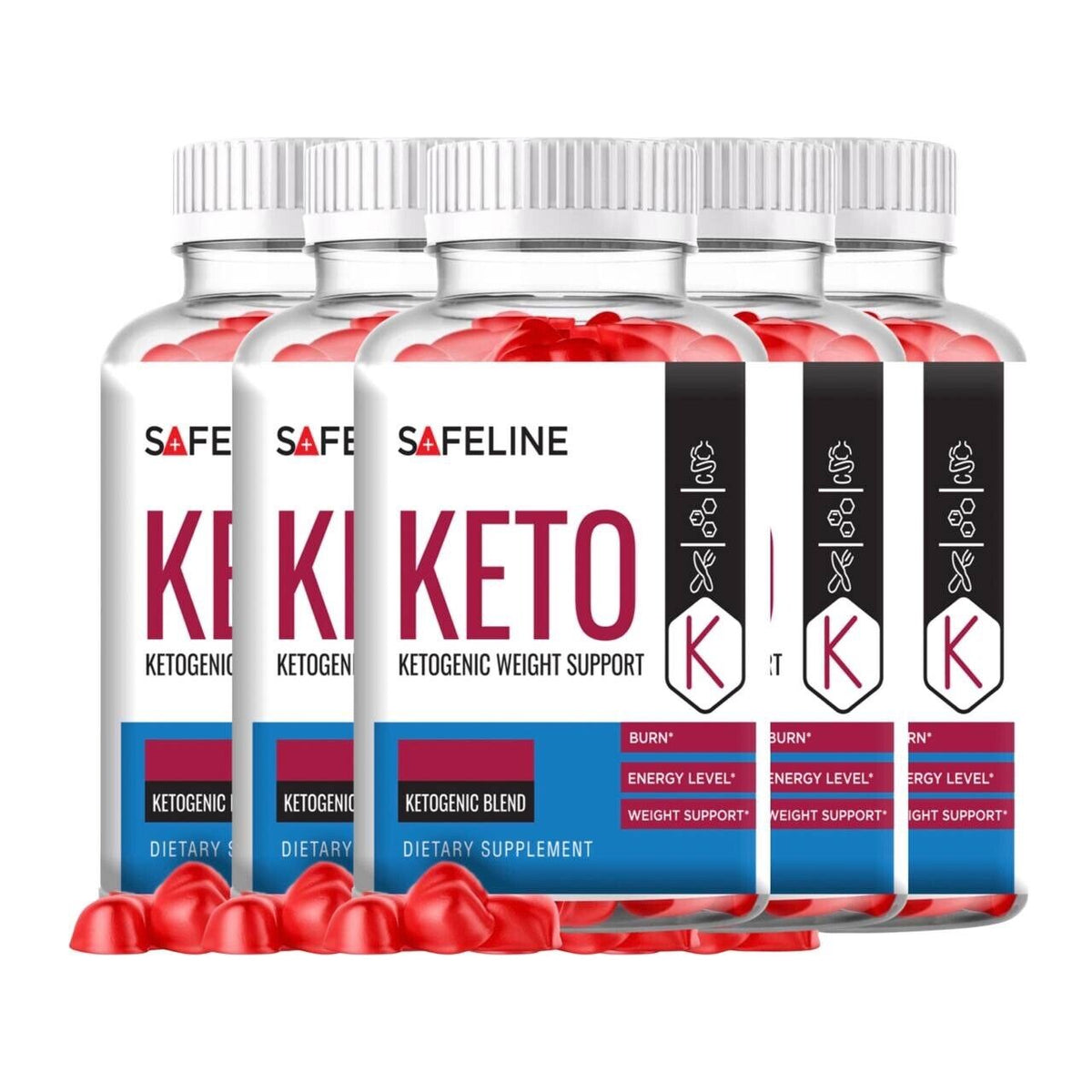 (5 Pack) Safeline Keto Gummies, Safe line Keto ACV Gummies (300 Gummies)