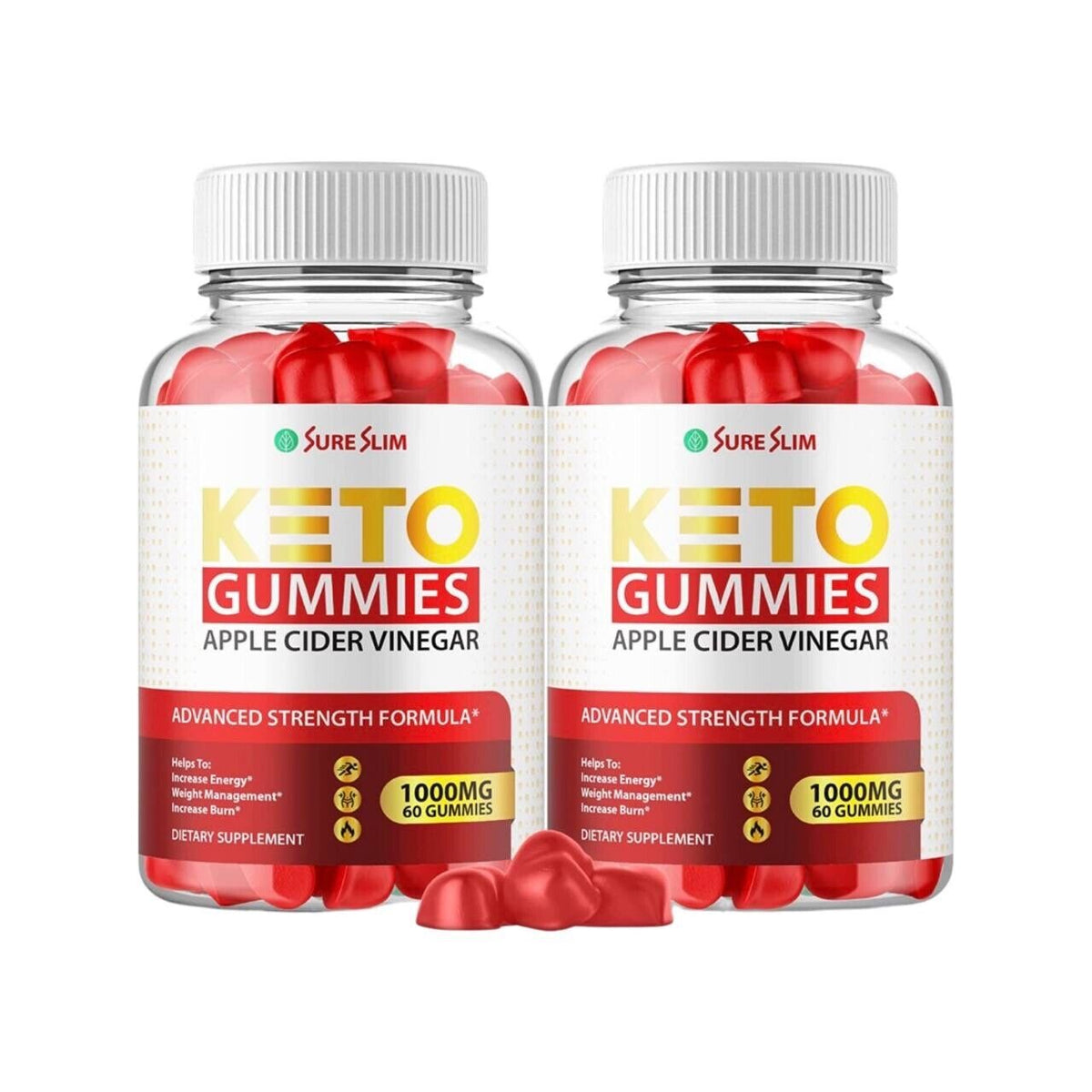 2 Pack-Sure Slim Keto ACV Gummies, Vegan, Weight Loss Supplement - 120 Gummies