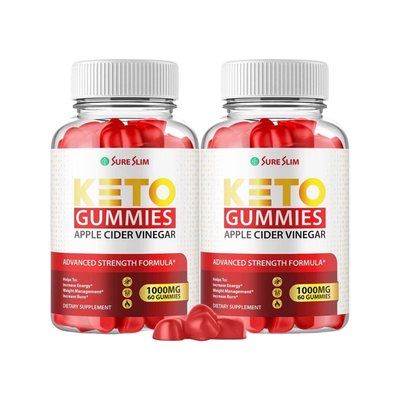 2 Pack-Sure Slim Keto ACV Gummies, Vegan, Weight Loss Supplement - 120 Gummies