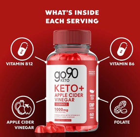 5-Pack Go90 Keto ACV Gummies - Vegan, Weight Loss Supplement - 300 Gummies