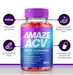 5-Pack Amaze ACV Keto Gummies - Vegan, Weight Loss Supplement - 300 Gummies